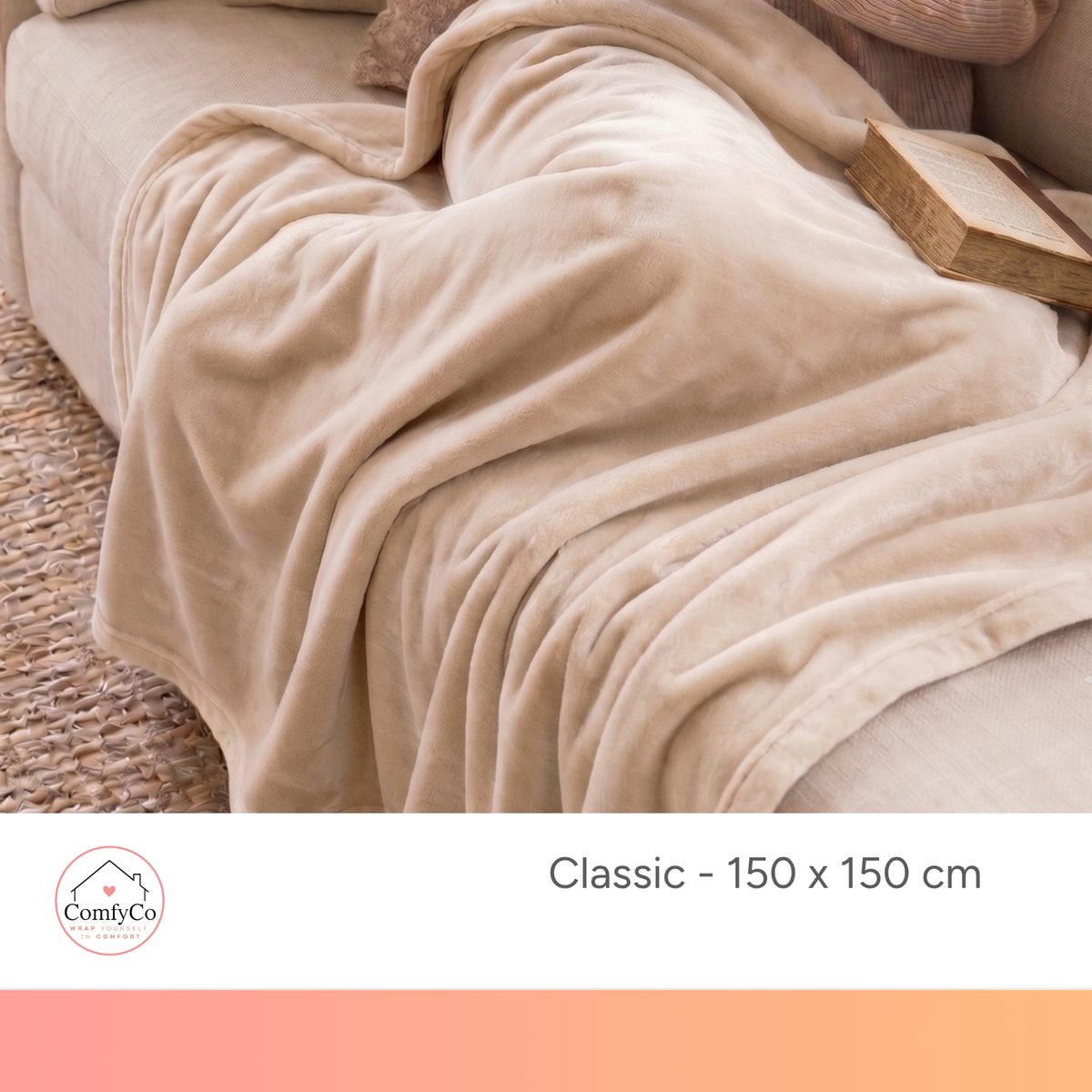 ComfyCo - Classic Plush Fleece Blanket (150 x 150 cm)