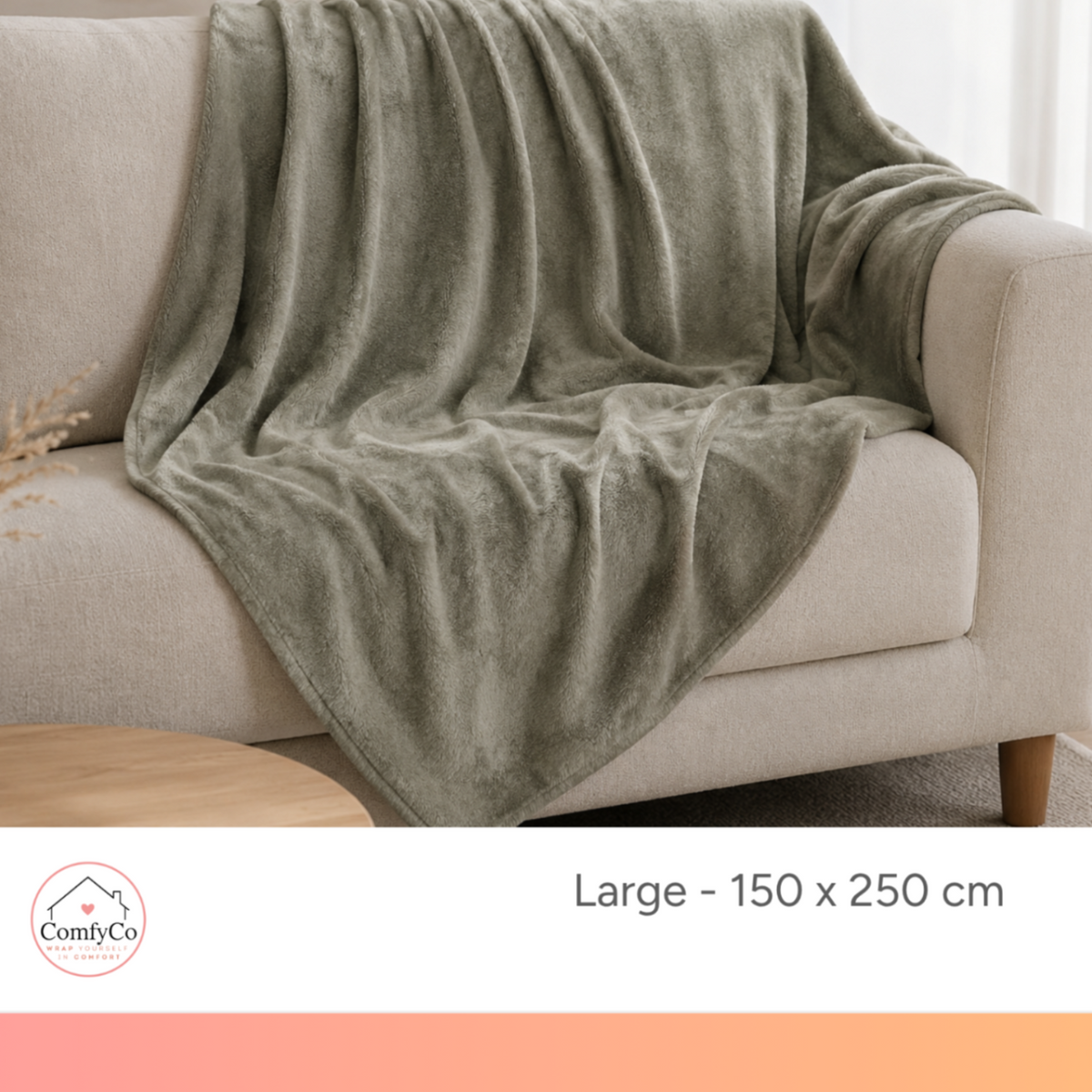 ComfyCo - Large Plush Fleece Blanket (150 x 250 cm)