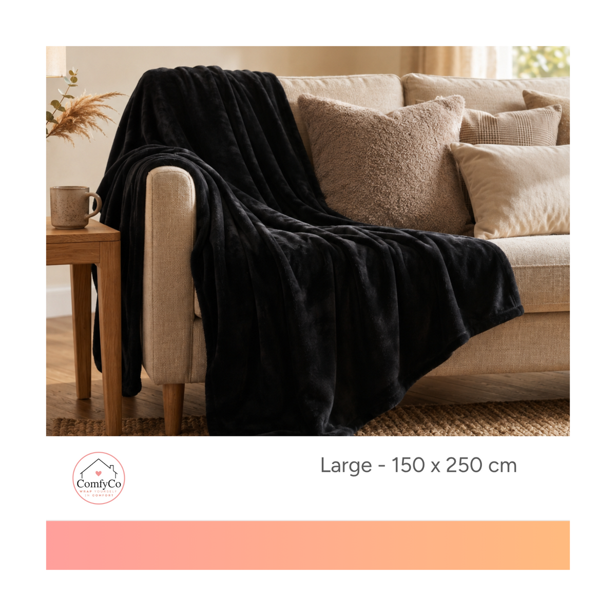 ComfyCo - Large Plush Fleece Blanket (150 x 250 cm)